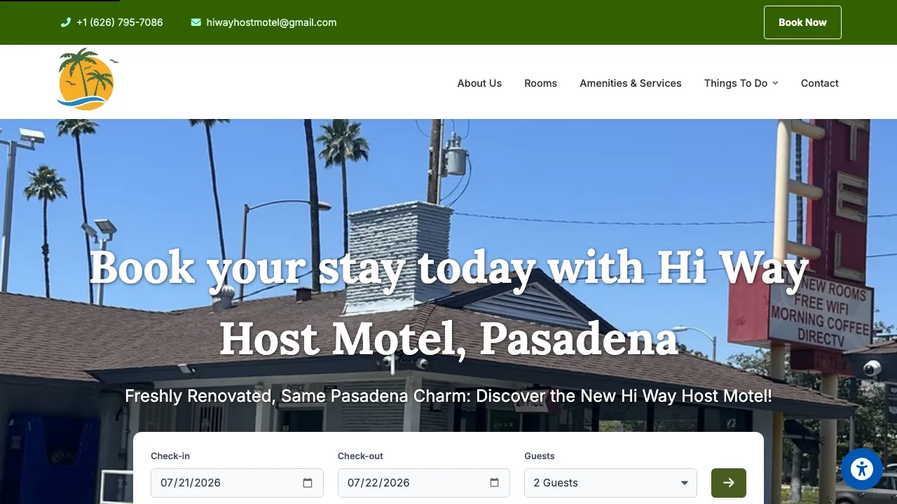 Hi-Way Host Motel Pasadena website screenshot