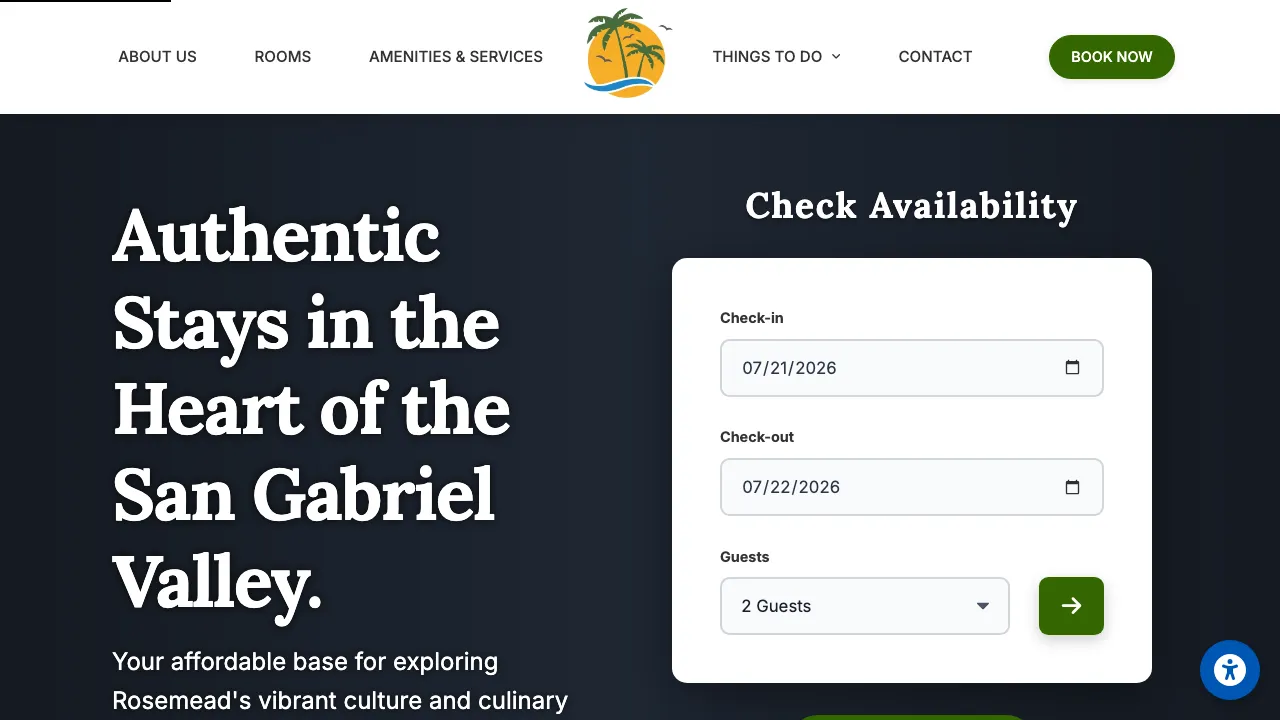 Palm Inn Motel Rosemead website screenshot