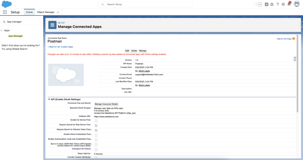 Connect to Salesforce with Postman - saved connectedApp