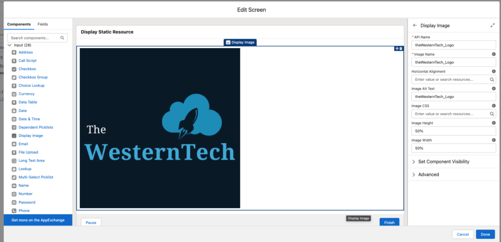 Display Static Resource into Salesforce Flow - Flow